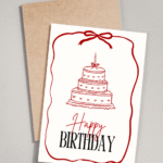 Scarlet Ribbon Birthday Card – Elegant Birthday Greeting Card with Red Ribbon
