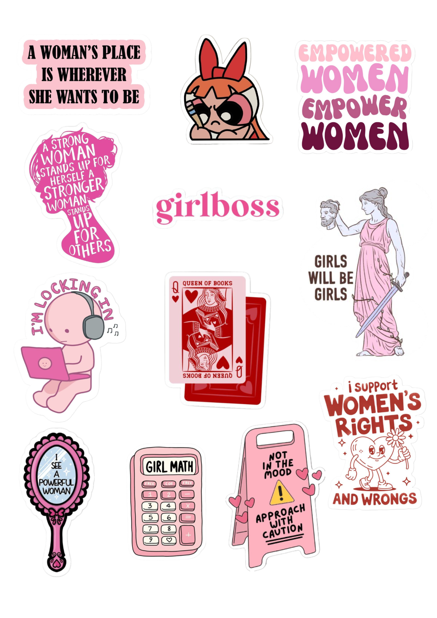 auto draft women empowerment sticker pack with 12 aesthetic journaling stickers